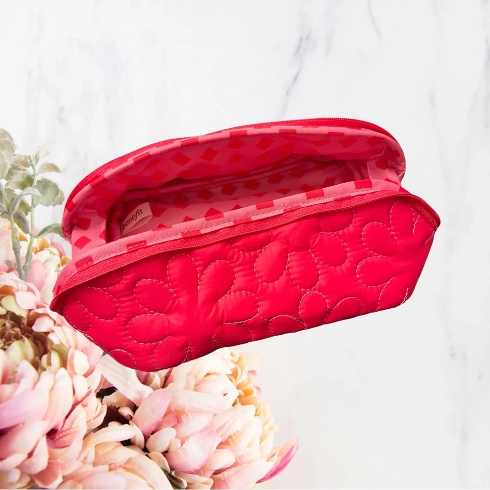Benefit Hot Pink Pink Quilted Floral Cosmetic Case